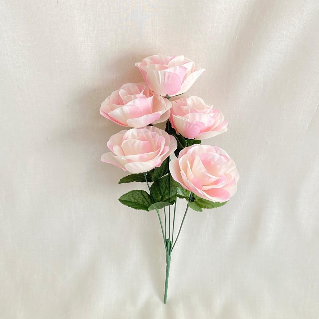 Bunga Mawar Rose Mangkok X5 (satuan) Bunga Artificial / Bunga Plastik / Bunga Dekorasi / Pernikahan-Putih mix Pink