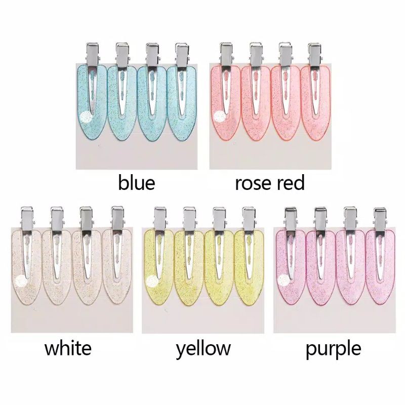 FerenHongXia 4Pcs/Set Seamless Japan Fashion Wide Resin Transparent Candy Color Hair Clips