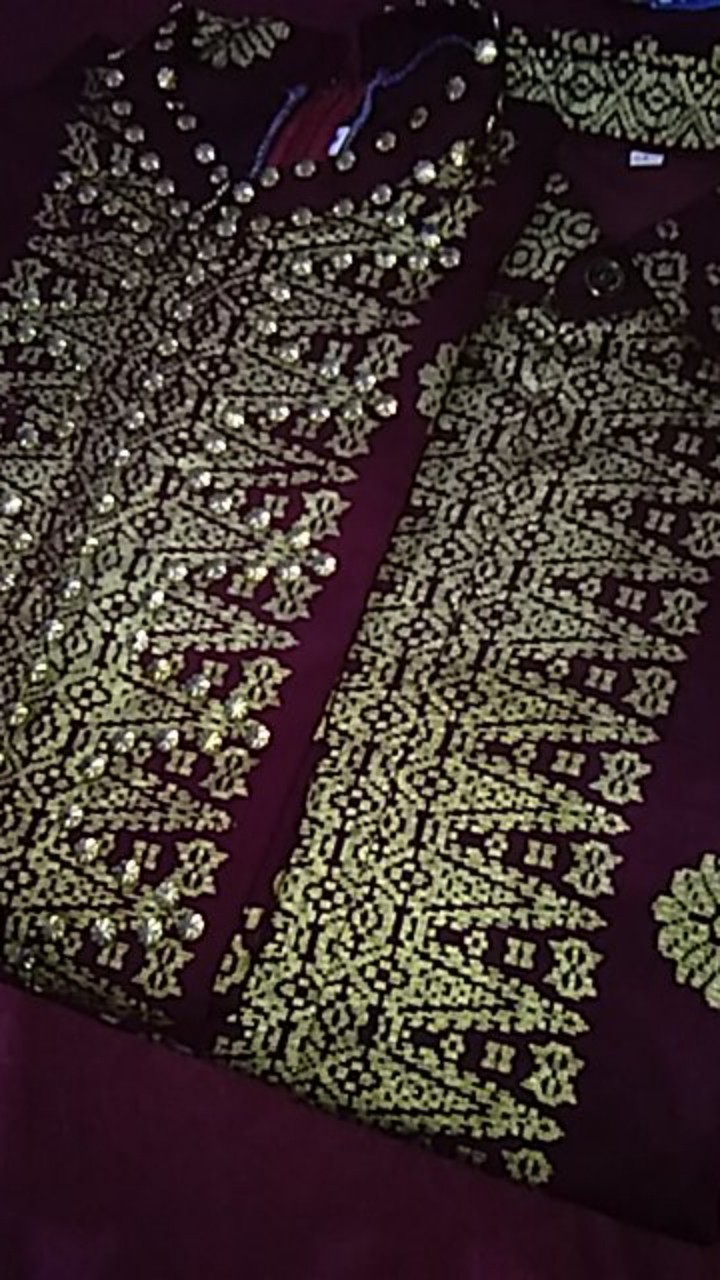 New Ready Gamis List Batik Songket Palembang Maron