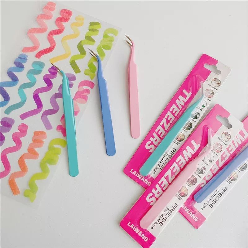 

Tweezer lengkung Sticker Pinset Macaron Color Scrapbook Tools Penjepit Stiker Lengkung Laiwang
