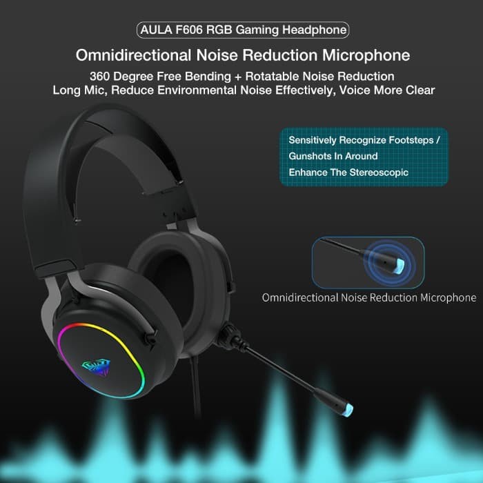 Headset Gaming AULA F606–RGB Running Backlight-AULA F-606