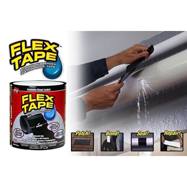 Flex Tape Isolasi ajaib Lakban Anti BOCOR Super Kuat Rubberized anti luber anti tumpah perekat kuat lakban hitam WATERPROOF