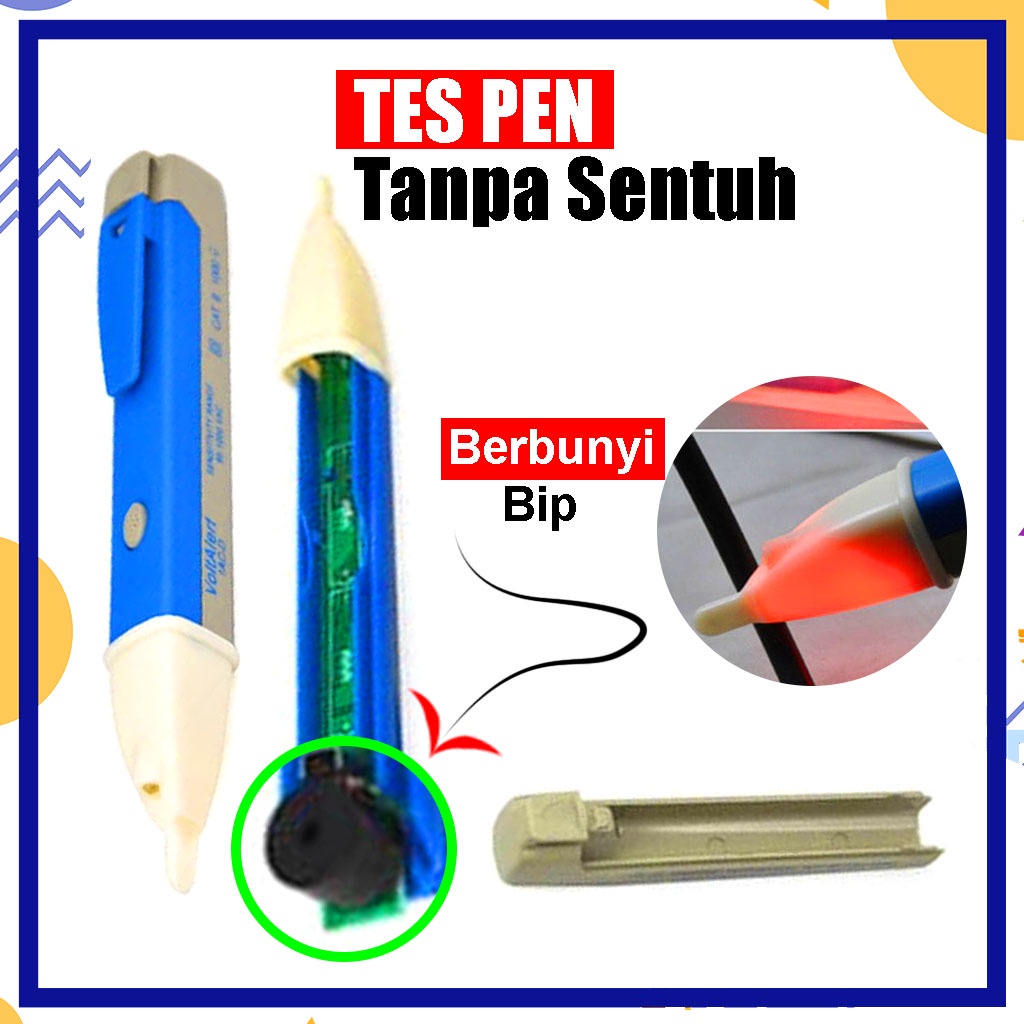 Taspen Alat Cek Pendeteksi Arus Aliran Listrik Ac Tanpa Sentuh Tespen Voltalert Test Pen Non-contact Voltage Sound Alert Detector 90v-1000v