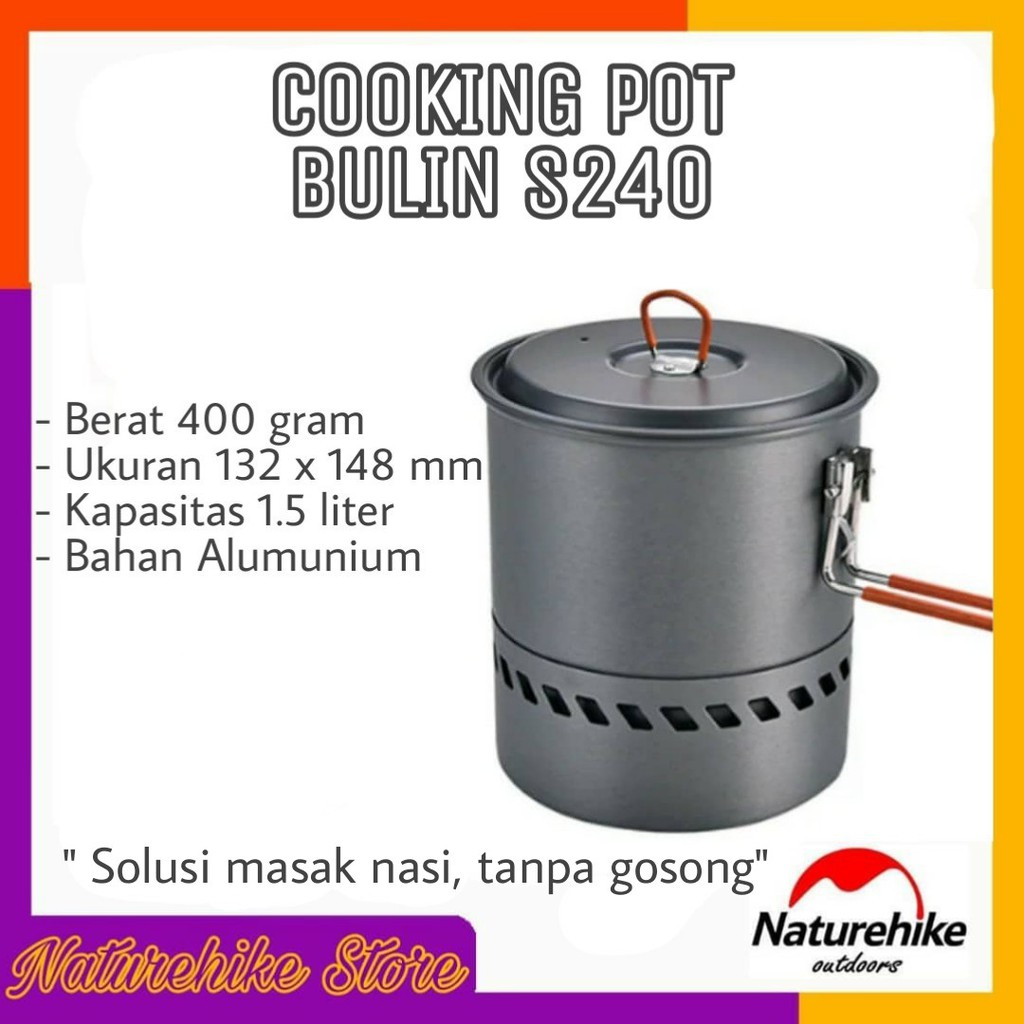 Cooking Pot Alat Masak Nasi Nesting Camping Backack Outdoor Hiking Gunung Alumunium Bulin S2400