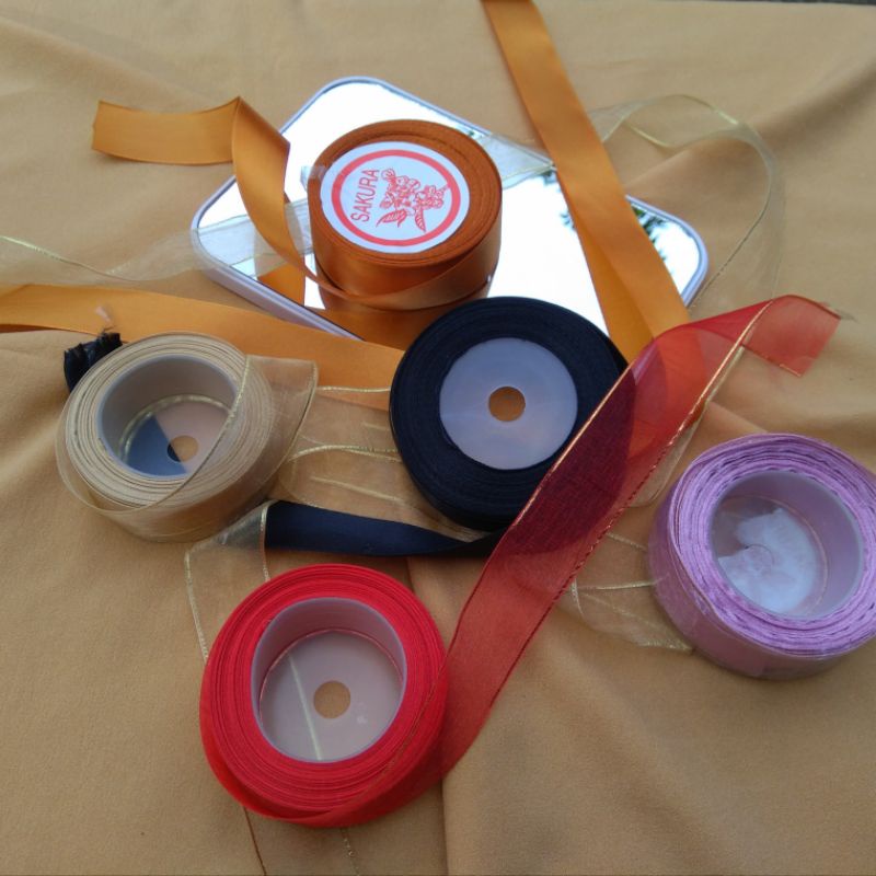 

PITA SATIN/PITA GLITER EMAS I INCHI MERAH HITAM COKLAT COKSU PINK