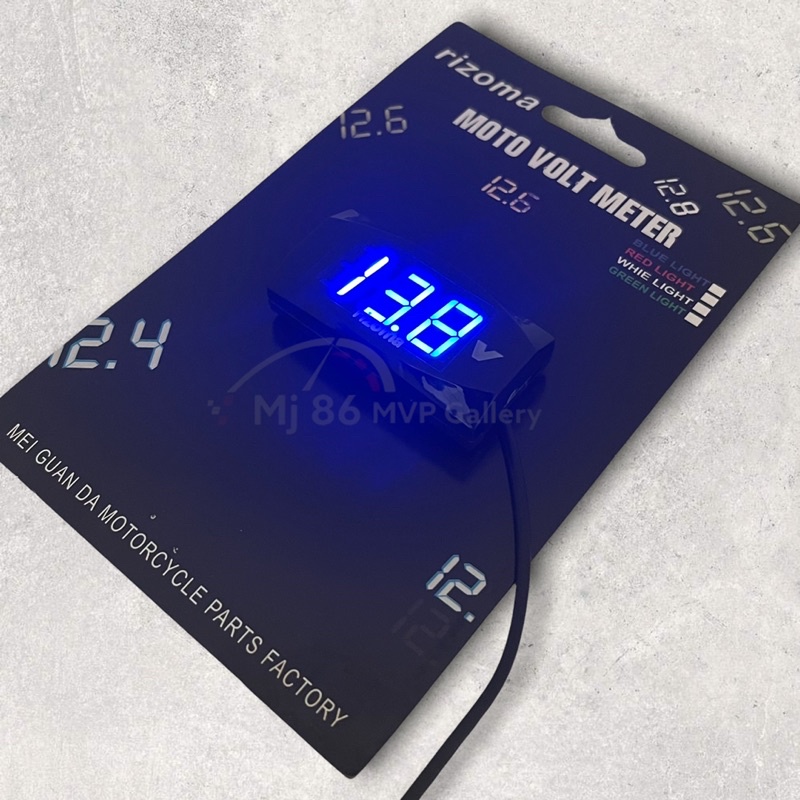 Volt meter Amper Aki Digital 12volt Merek Rizoma Original Warna Merah Biru