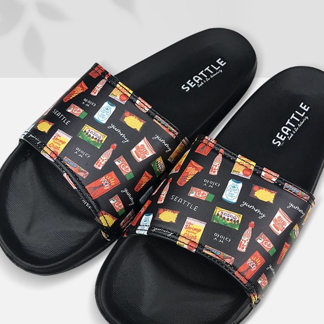 Seattle - Slippers Basic Red Black / Sandal Slop / Sandal Slide / Sandal Slip On Unisex-Snack Black