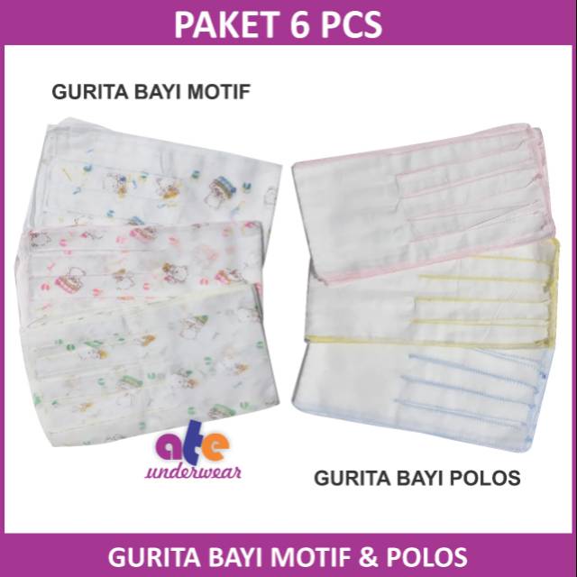 AT120-(Paket 6 pcs) Gurita Bayi motif dan polos