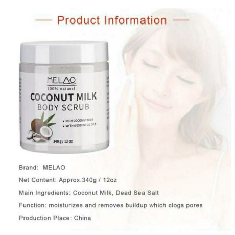 Salt Coconut MELAO Naturals Body Scrub Body Pure Bath Milk / Body Scrub Coconut Milk