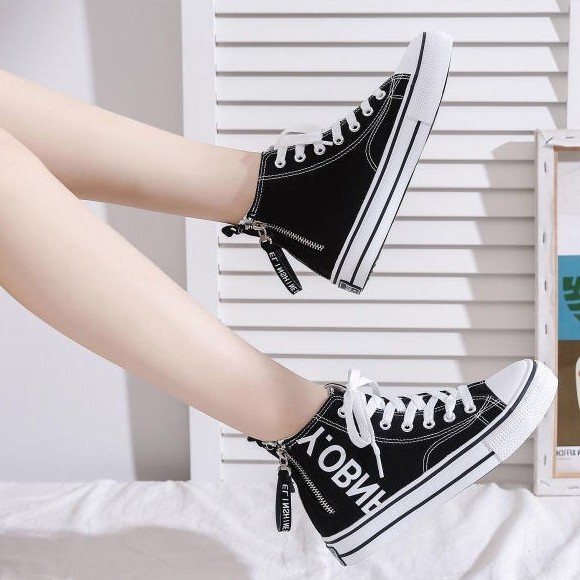 AVANCEID 1910 Sepatu Sneakers Boots Wanita Canvas Kerja Sekolah Hitam Import