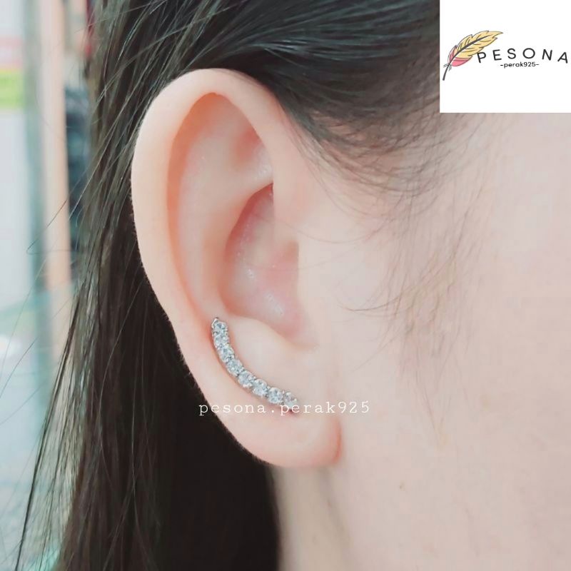 ANTING TUSUK PERAK ASLI 925 SILVER LAPIS EMAS PUTIH-MODEL TUSUK PANJANG PERMATA-PERHIASAN PERAK WANI
