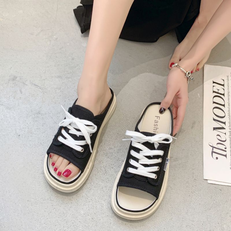 Sepatu Half Sneaker Tali Fashion Wanita Import VF01