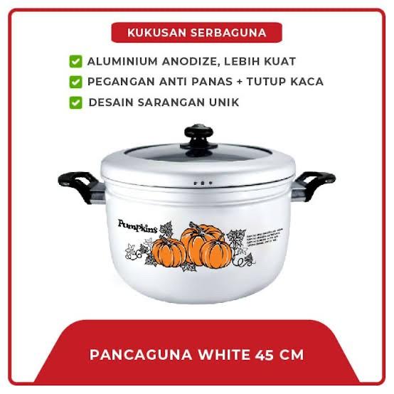 Panci Maspion Dandang Pancaguna 45 Cm Tutup Kaca White - Kukusan Aluminium