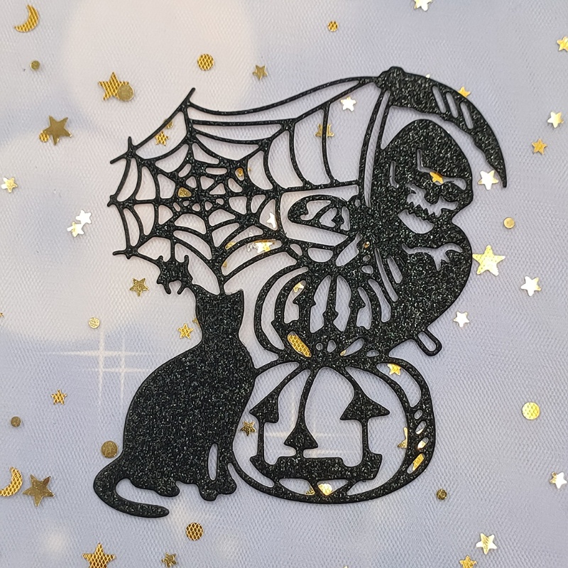 Zzz Cetakan Stensil Cutting Dies Motif Penyihir Halloween Bahan Metal Untuk Scrapbook / Craft DIY