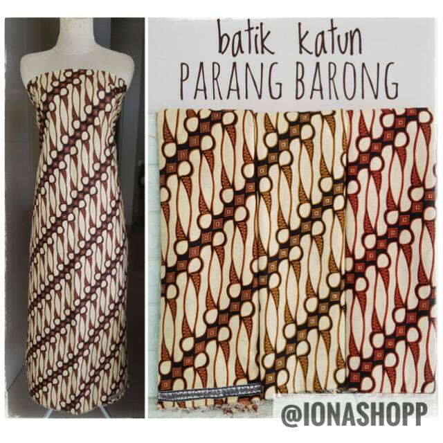 Kain Batik katun parang barong ATY dasar krem / kain batik meteran motif rejeng