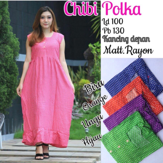 Cibi polka kancing depan busui bumil  grosir baju  tidur 