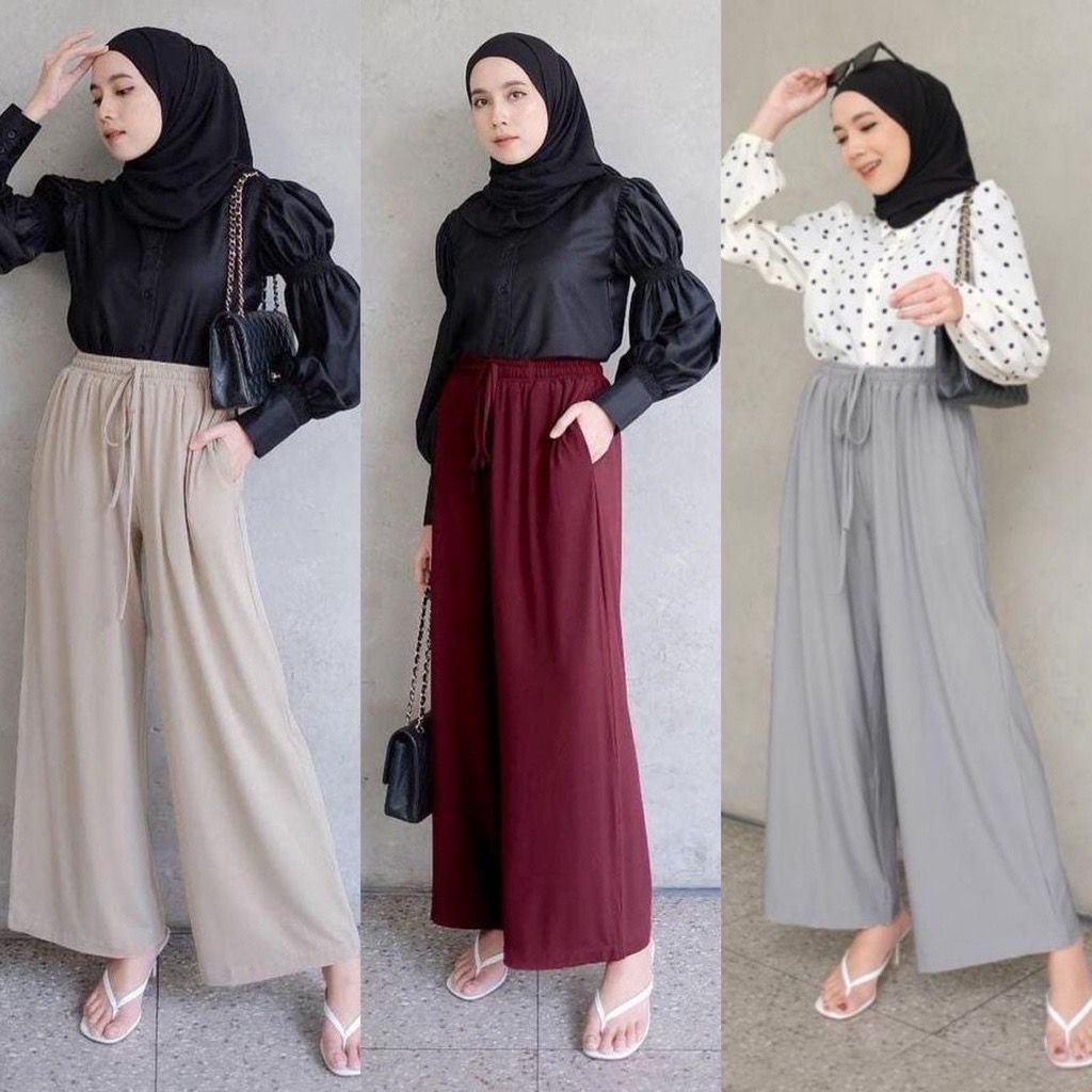 Basic Cullotes Crepe ITY Pants Bumil Friendly Celana Kulot Jumbo Umbrella Kulot Pusatgrosir_solo