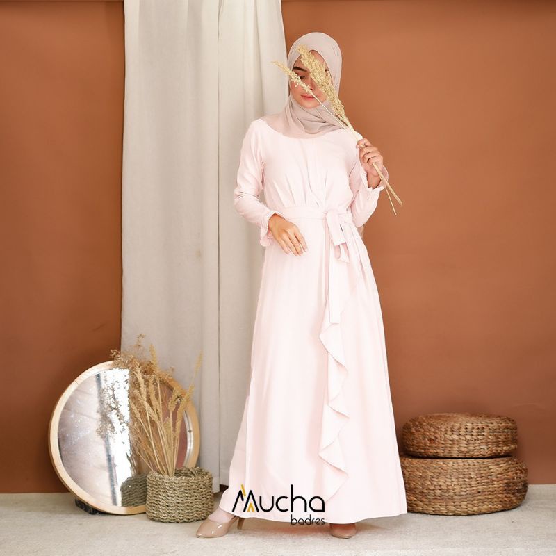 Gamis / dress putih jumbo free pasmina plisket