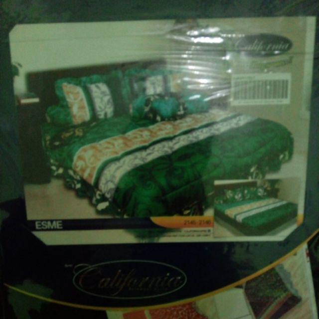 Sprei California 180x200 / 160x200 Motif Esme - King Size 180 Queen 160 - Hijau Sp Cal