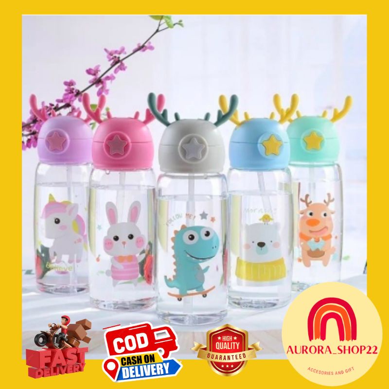  Botol Minum Anak Sedotan Tanduk Rusa Lucu Cute Import Premium BPA Free Botol Minum Anak Viral Botol Minum Anak Sekolah 700 mL