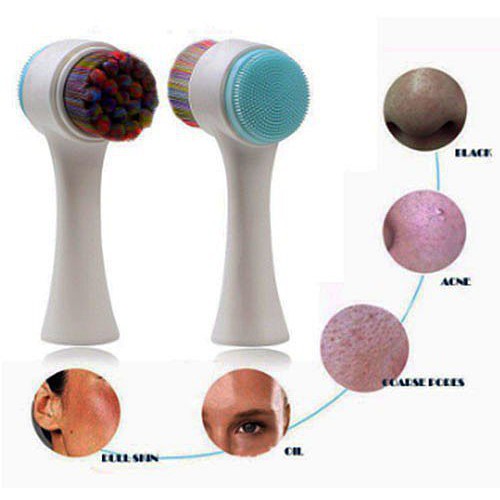 Alat Cuci Muka Spons Silikon Ultra Halus Sikat Pijat 2 Sisi Pembersih Wajah Wanita Lembut Perawatan