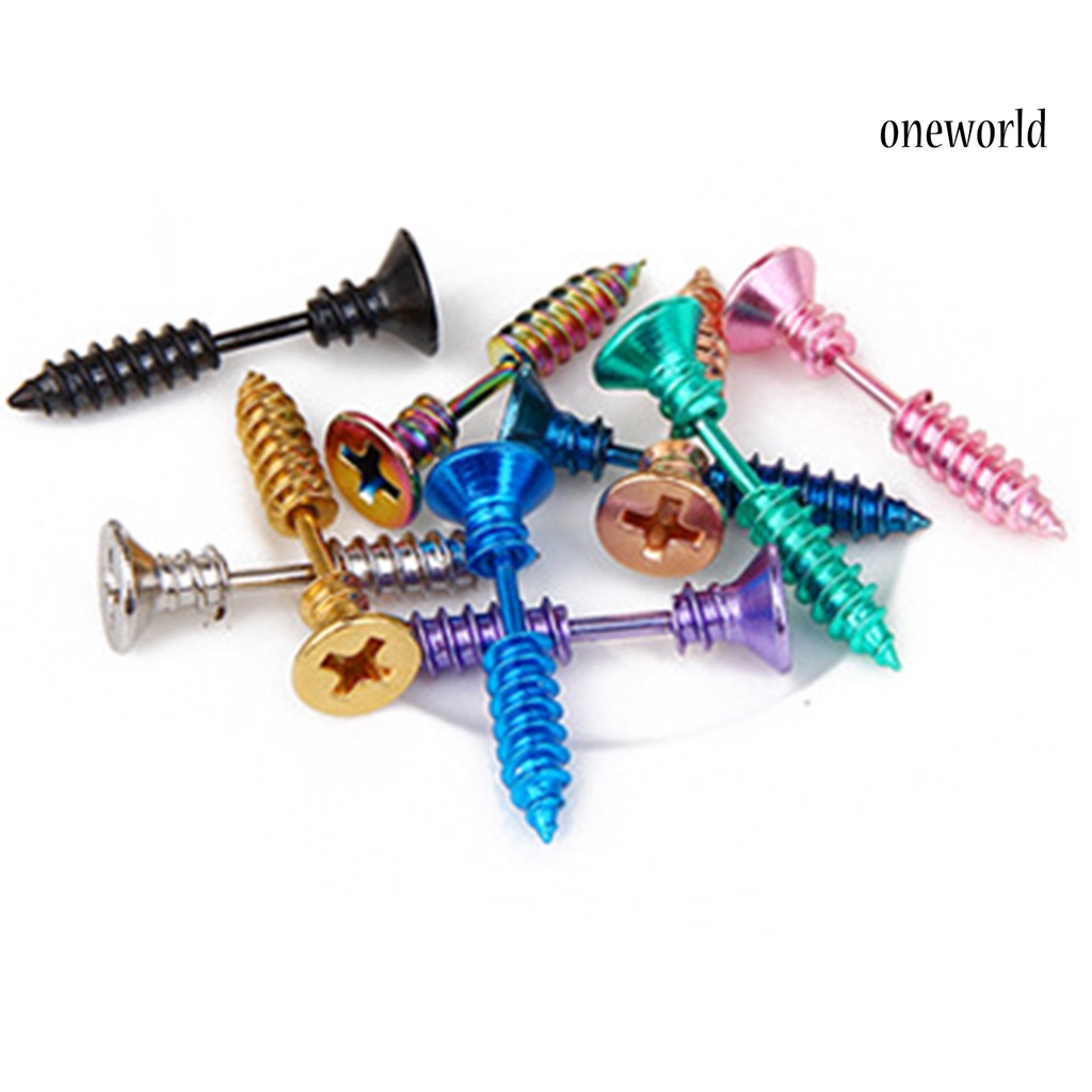 OW# Funny Screw Shape Ear Studs Cool Double-Sided Earrings Fashion Jewelry Gift