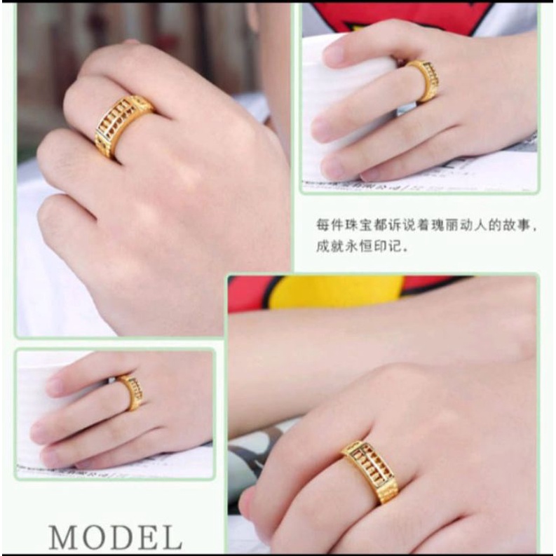 Cincin Sempoa Adjustable lapis emas 24 k