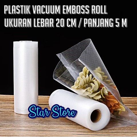 

Plastik Vacuum Sealer Bening Emboss Food Grade Import Clear Gulungan - 20 cm x 5 m