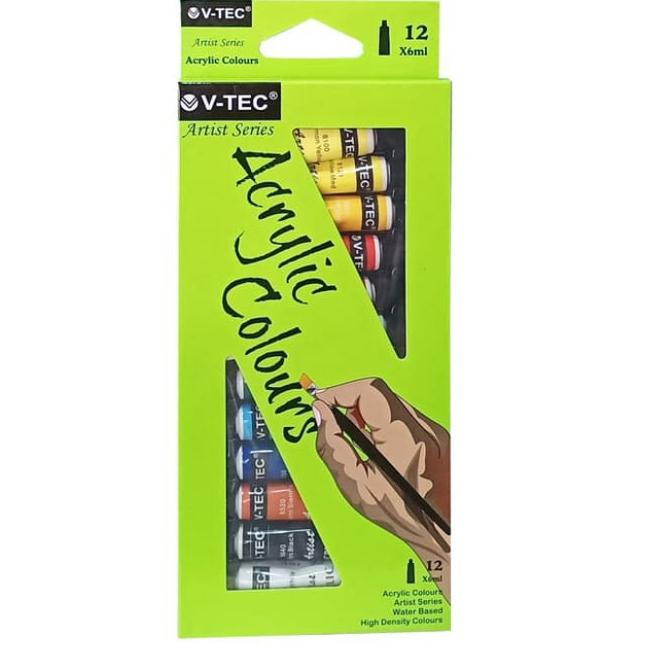 

[KODE VTNEL] V-Tec Acrylic Color Set 12 - VT-612/A Isi 12 x 6ml / Cat Akrilik V-TEC 12 warna