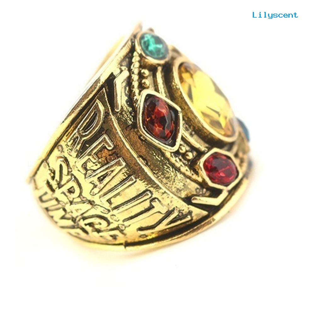 Ls Cincin Motif Tulisan Power Mind Soul Infinity War Thanos Warna-Warni Untuk Pria