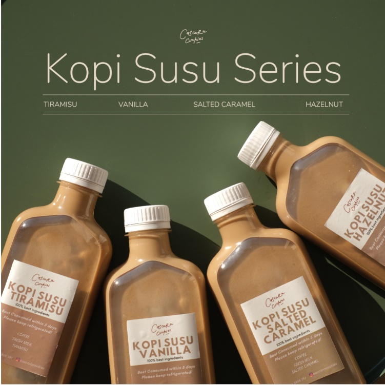 

Cascara Cookies - Kopi Susu Vanilla, Hazelnut, Salted Caramel, Tiramisu size 250ml