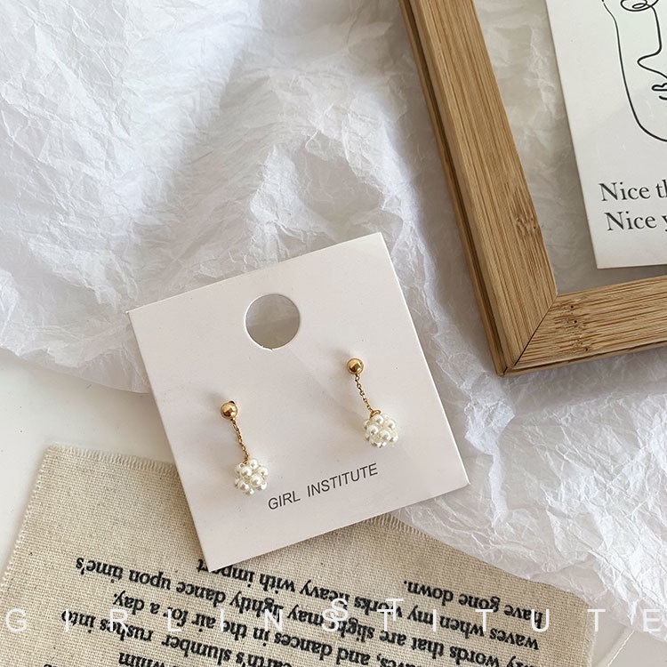 Gaya dingin mutiara anting-anting untuk Wanita Baru Fashion Net Merah sederhana anggun kecil dan pen