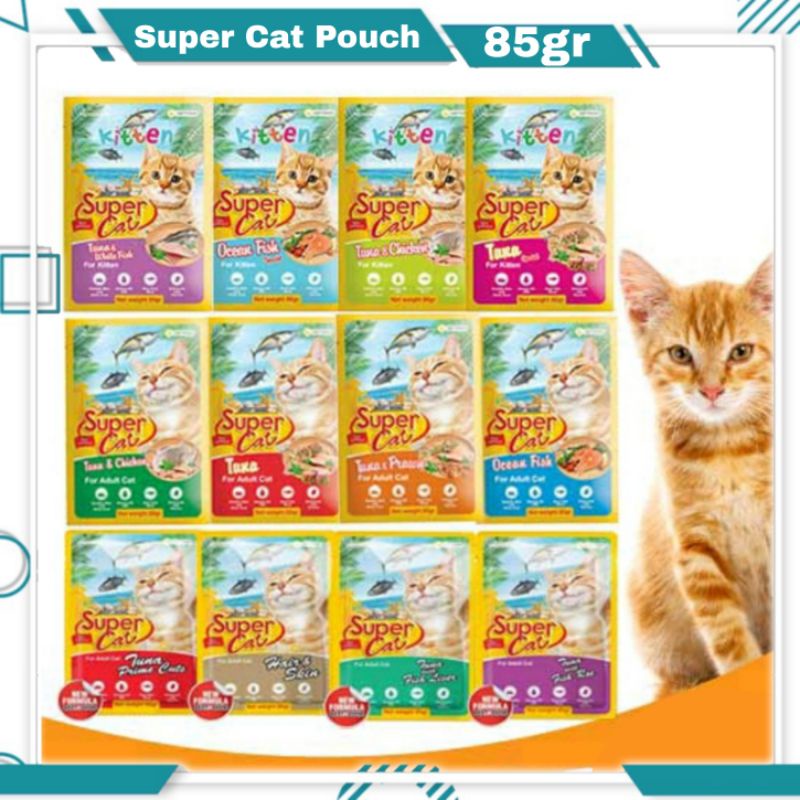 SUPER CAT POUCH 85gr / Supercat Pouch 85gr / Cat Food / Wet Cat Food / Adult Cat Kitten Cat