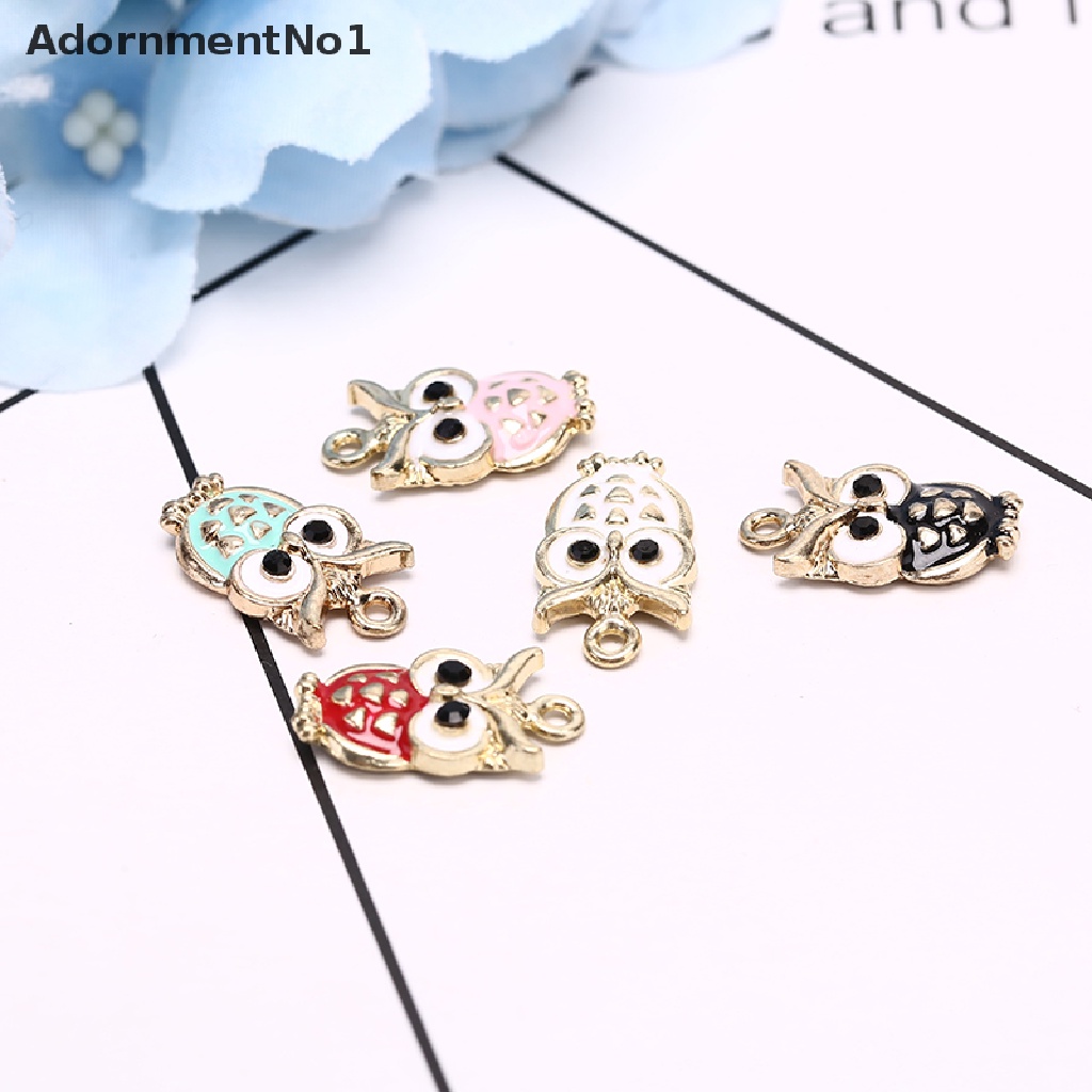 (AdornmentNo1) 10pcs / Lot Liontin Enamel Bentuk Burung Hantu Bahan Alloy Untuk Kerajinan Tangan DIY