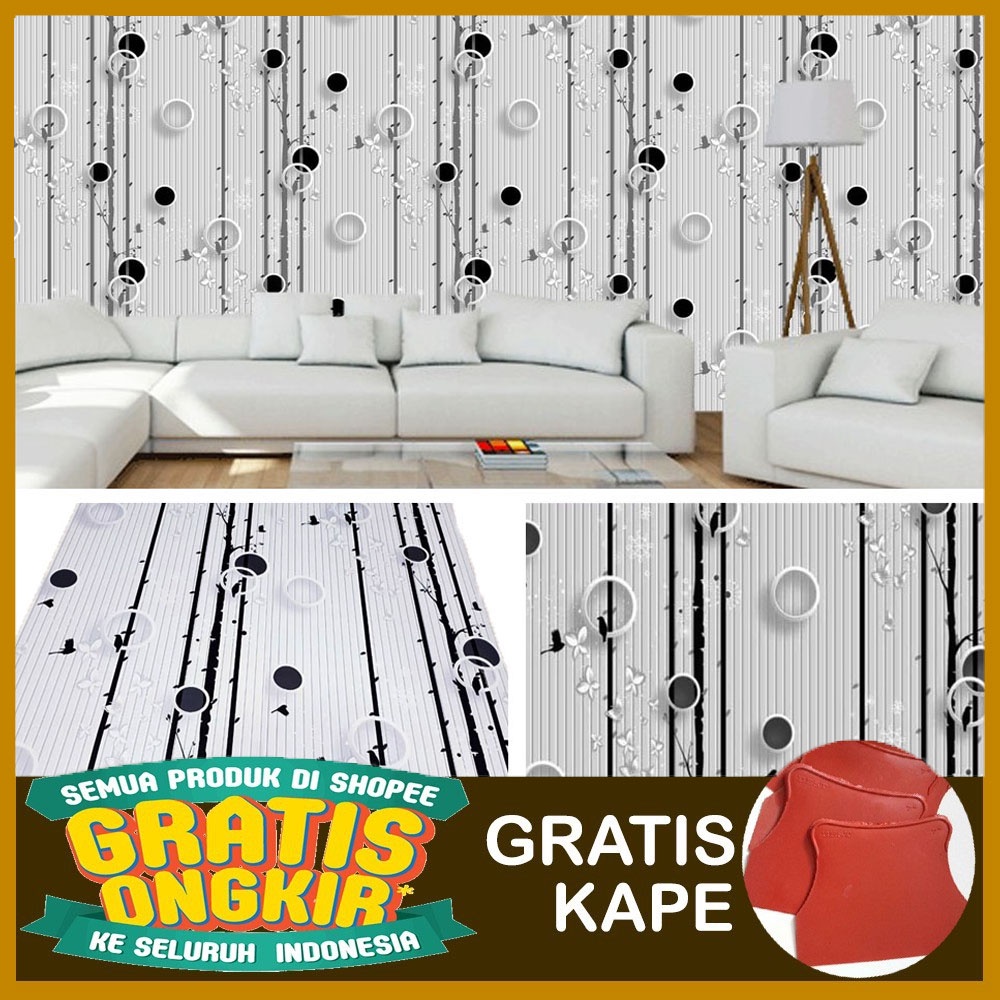 [GRATIS KAPE] Wallpaper Dinding / Supplier Wallpaper Stiker Dinding Pohon Pol Hitam [COD]