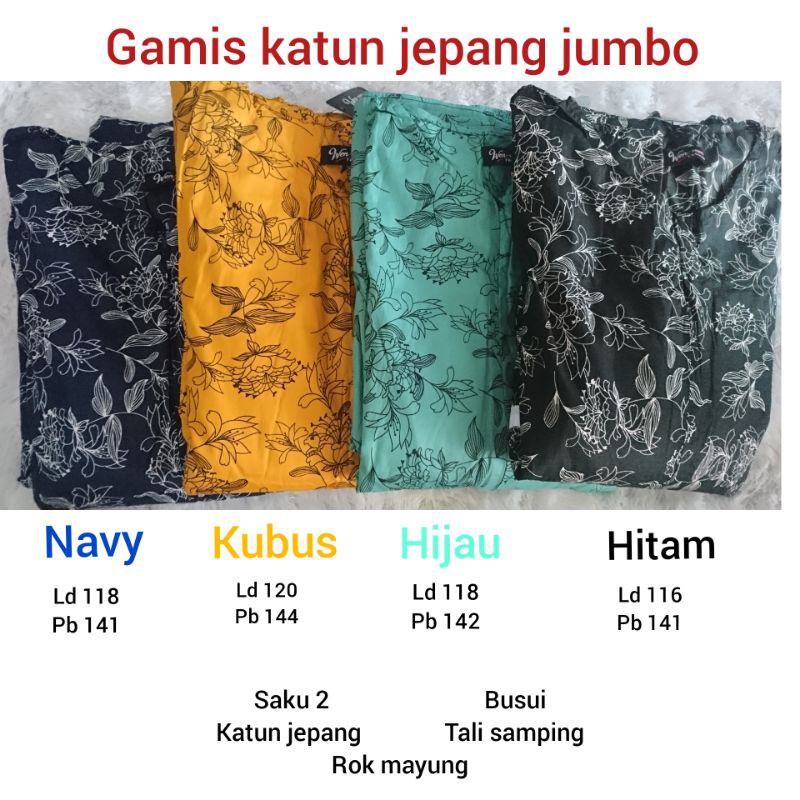 gamis katun jepang kombinasi jumbo ld 116 ld 118 ld 120 busui