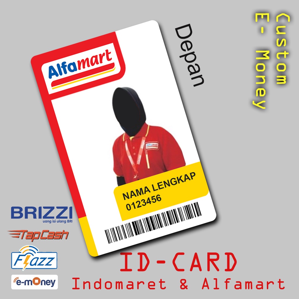 Id Card / Idcard Indomaret Alfamart bisa e-money Brizzi Tapcash Flazz