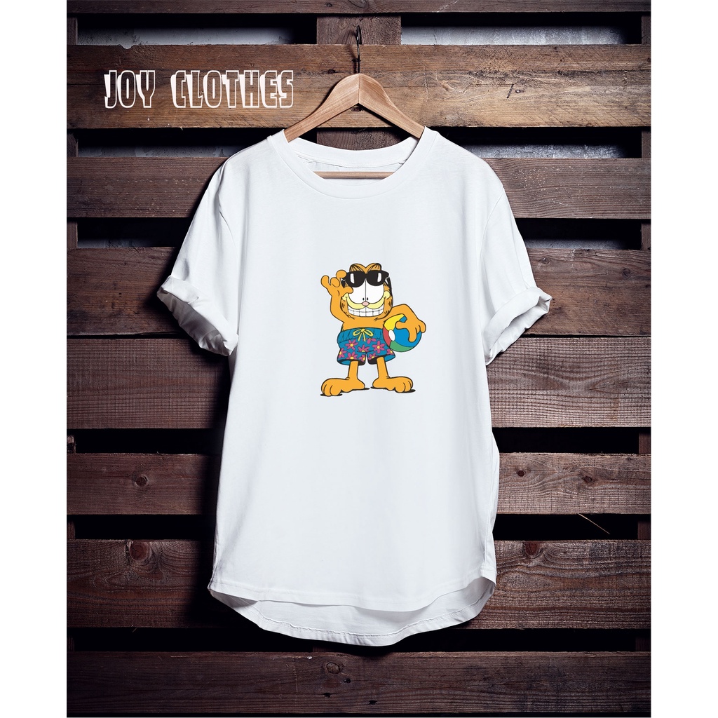 KAOS CARTOON GARFIELD COOL IN BEACH/ GARFIELD TSHIRT