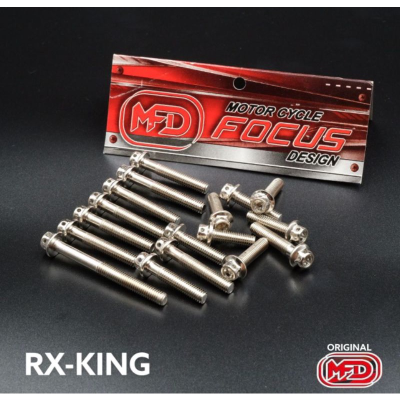 Baut Blok Mesin Probolt Rx-king Chrome fokus 1set isi 17biji/pcs