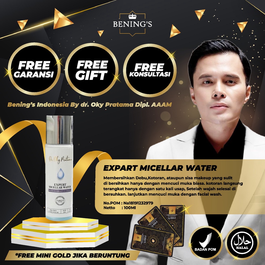 BENING'S MICELLAR WATER | MEMBERSIHKAN KOTORAN SAMPAI KE PORI KULIT I FREE GIFT SIAP KIRIM SELURUH INDONESIA