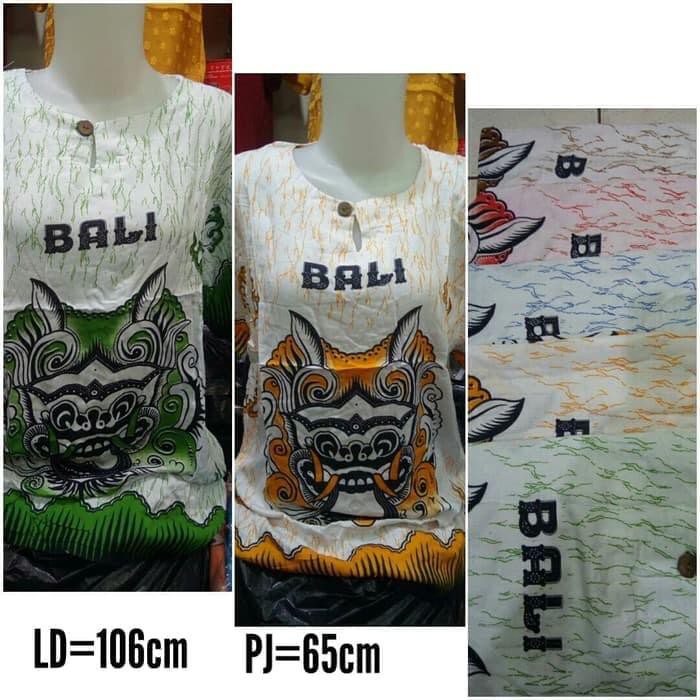 Baju Bali Unisex Motif Barong Dasar Putih Corak Warna