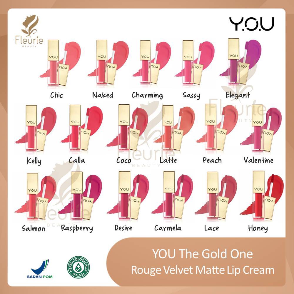 YOU The Gold One Rouge Velvet Matte Lip Cream Original BPOM by Y.O.U Makeup