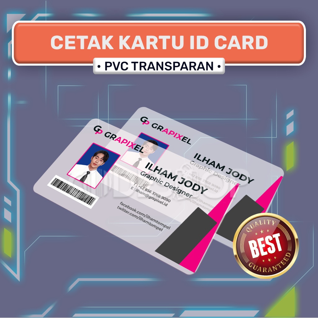 Cetak Kartu ID Card Transparan PVC 1 Sisi