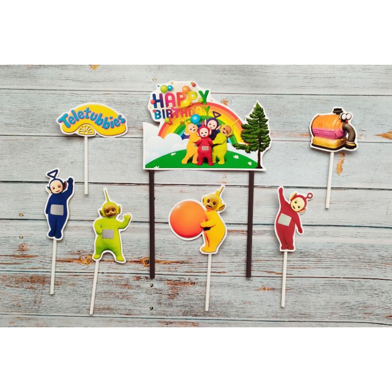 hiasan kue ulang tahun nasi tumpeng cake topper karakter Teletubbies