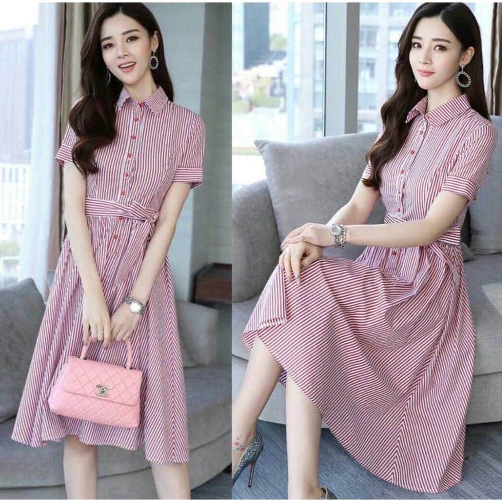 FWG - DRESS MD LINE / DRESS SALUR / DRESS GELIA / BAJU DRESS KOREA / DRESS WANITA / DRESS