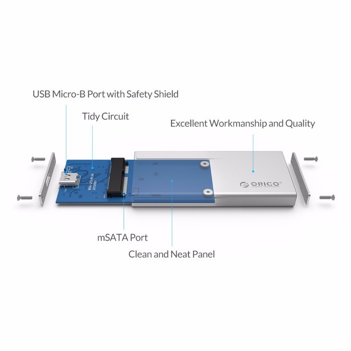 SSD Enclosure ORICO MSA-UC3 Aluminum mSATA to USB 3.0