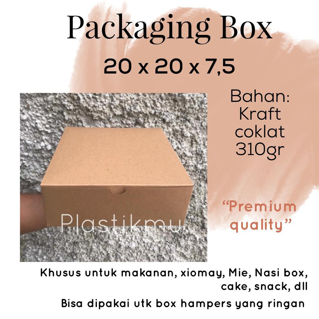 

BOX KOTAK KRAFT COKLAT UNTUK ROTI KUE NASI BOX BROWNIES DUS KARDUS 20x20x7,5 cm