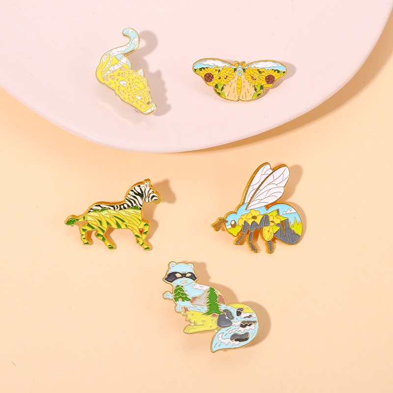 Bros Pin Model Butterfly Bee Zebra 5 Gaya Untuk Aksesoris Pakaian