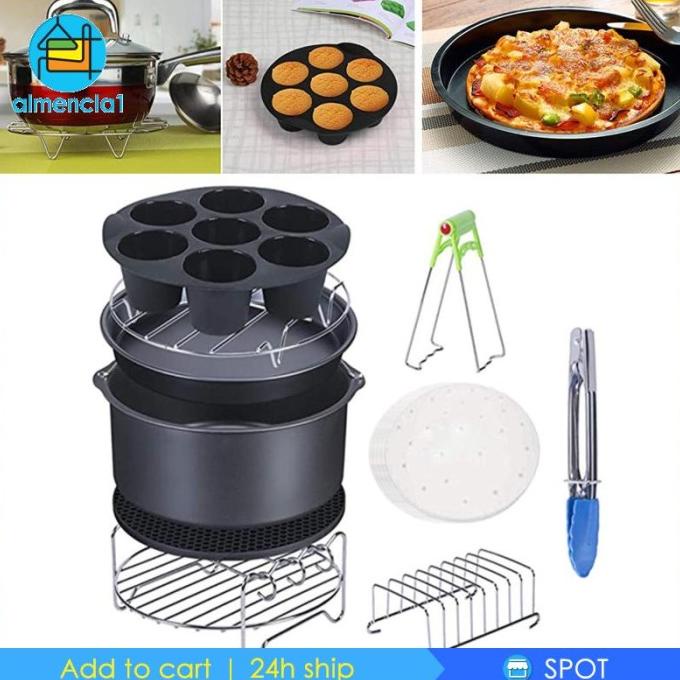 

11X Air Fryer Accessories Cakerecipe Pizza Pan For Home Bbq Cooking Mamidiana34