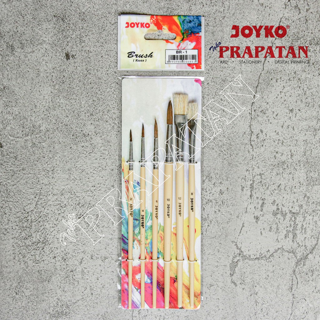  Kuas  Lukis  Joyko BR 1  Mix Brush set  6 pcs Paint Brush 